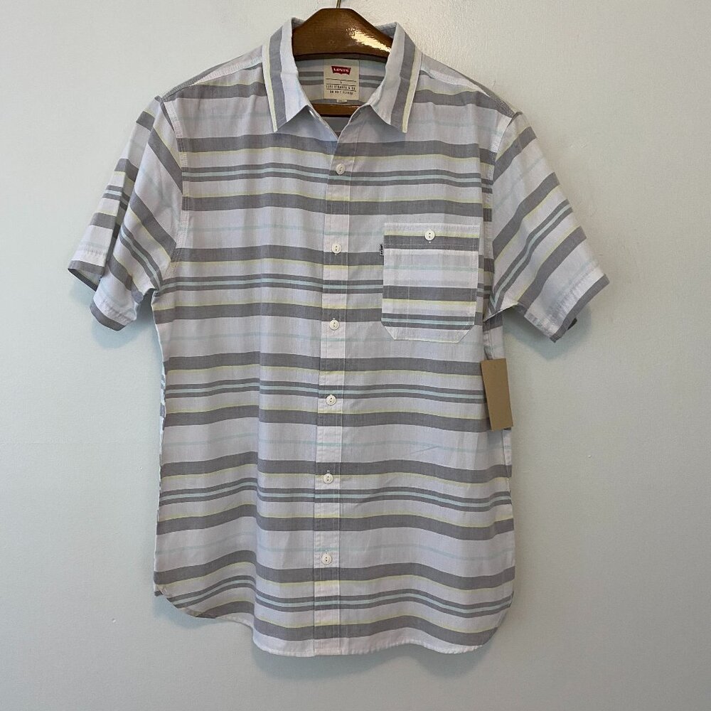 Levis Striped Short Sleeve Button Shirt Mens Large